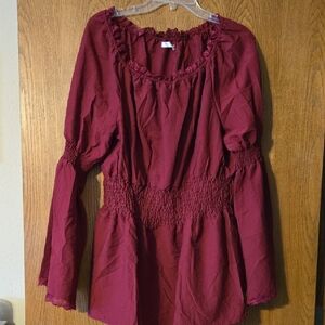 Women's Burgundy Smocked Top